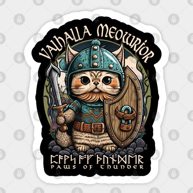 Nordic Norse Valhalla Viking Cat Warrior Sticker by Apocatnipse Meow